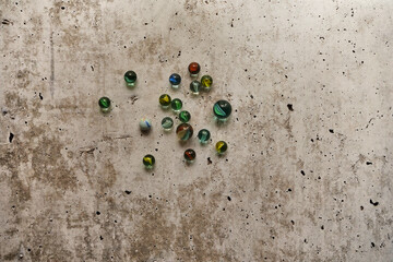 glass balls on concrete