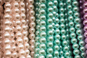 Beautiful multicolored beaded necklaces, jewelry and bijouterie