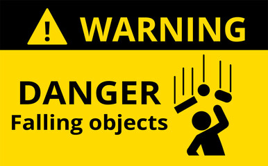 Falling objects,  warning sign, safety first, Construction concept, vector illustration.