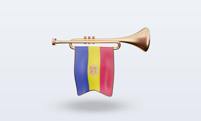 3d trumpet Andorra flag rendering front view