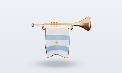 3d trumpet Argentina flag rendering front view