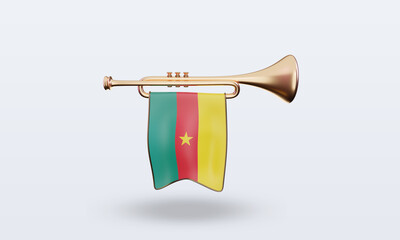 3d trumpet Cameroon flag rendering front view