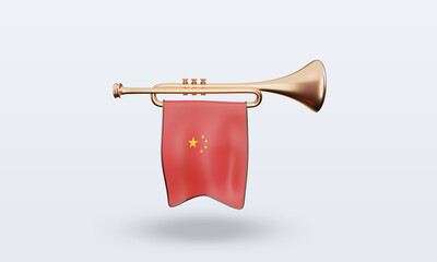 3d trumpet China flag rendering front view
