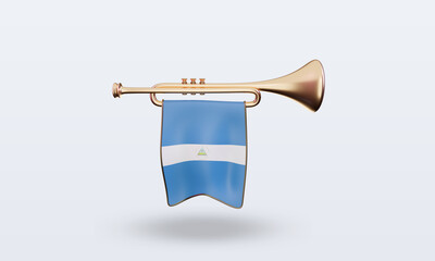 3d trumpet Nicaragua flag rendering front view