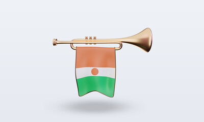 3d trumpet Niger flag rendering front view