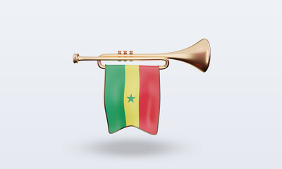 3d trumpet Senegal flag rendering front view