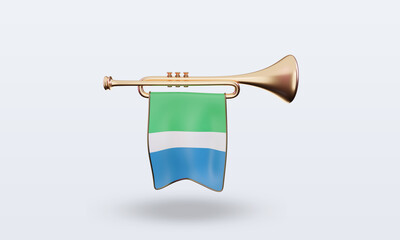 3d trumpet Sierra Leone flag rendering front view