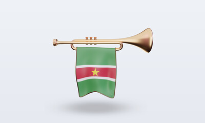 3d trumpet Suriname flag rendering front view