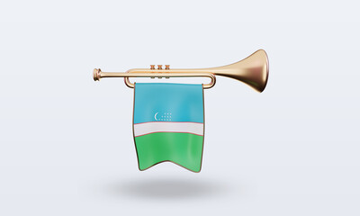3d trumpet Uzbekistan flag rendering front view