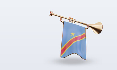3d trumpet Democratic Congo flag rendering left view