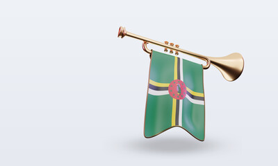 3d trumpet Dominica flag rendering left view