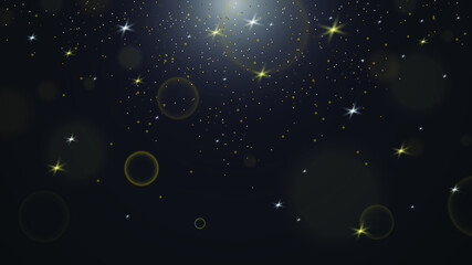 Glamorous golden particles black luxury background