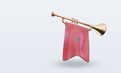 3d trumpet Morocco flag rendering left view