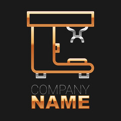 Line Coffee machine icon isolated on black background. Colorful outline concept. Vector