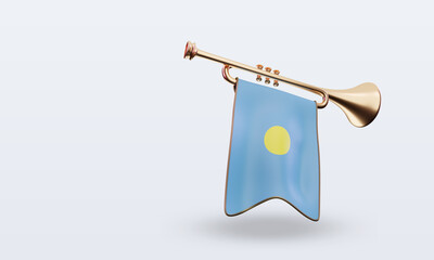 3d trumpet Palau flag rendering left view