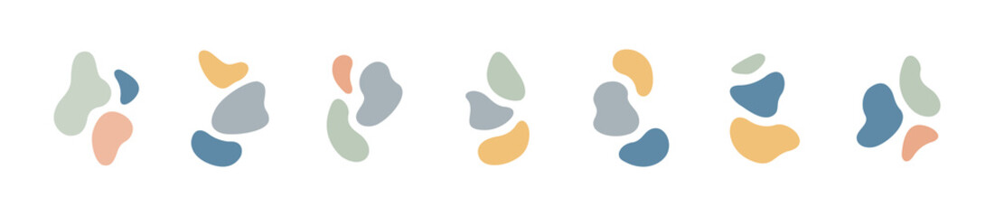 Set of abstract art background. Modern trendy blotch shape. Liquid shape elements. Fluid dynamical colored forms banner. Vector illustration.