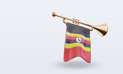 3d trumpet Uganda flag rendering left view