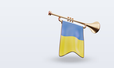 3d trumpet Ukraine flag rendering left view