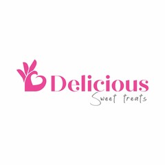 Delicious logo template. Hand and heart shape in negative space. Sweet treats logo idea.