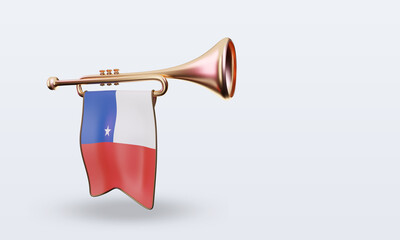 3d trumpet Chile flag rendering right view