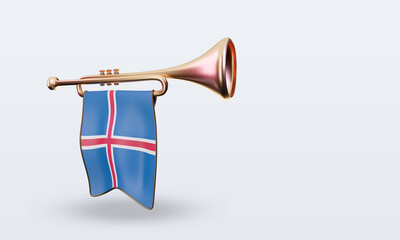 3d trumpet Iceland flag rendering right view