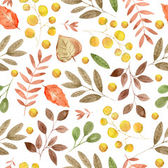 Watercolor autumn leaves pattern