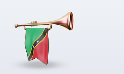 3d trumpet St Kitts and Nevis flag rendering right view