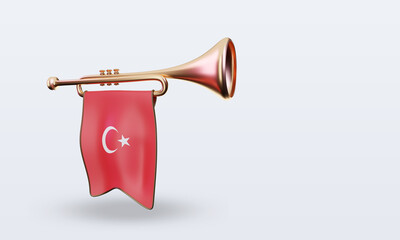 3d trumpet Turkey flag rendering right view