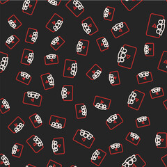 Line Online class icon isolated seamless pattern on black background. Online education concept. Vector