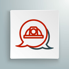 Fototapeta premium Line Worker safety helmet icon isolated on white background. Colorful outline concept. Vector