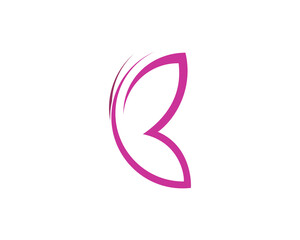 Abstract flying butterfly forming B letter shape logo