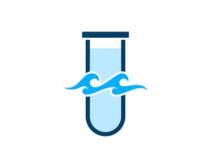 Simple bottle laboratory with abstract beach wave inside