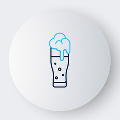 Line Glass of beer icon isolated on white background. Happy Saint Patricks day. National Irish holiday. Colorful outline concept. Vector