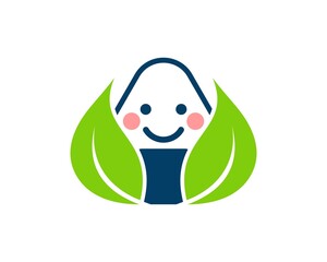 Nature leaf with japanese rice ball inside