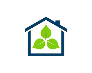 Simple house with three nature leaf inside