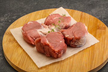 Raw pork tenderloin for cooking