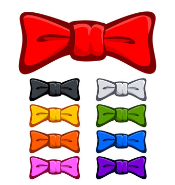 cartoon bows and bow ties various colors
