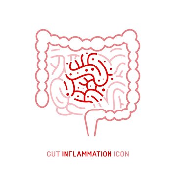 Gut Inflammation, Pain, Angriness Sign. Editable Vector Illustration