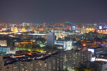 Fototapeta na wymiar Night Minsk from a height.