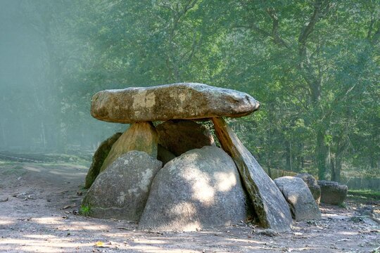 Dolmen of Axeitos in the fog