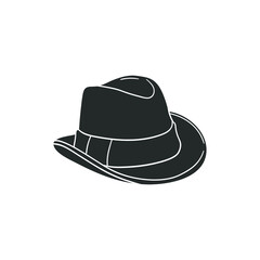 Detective Hat Icon Silhouette Illustration. Cowboy Vector Graphic Pictogram Symbol Clip Art. Doodle Sketch Black Sign.