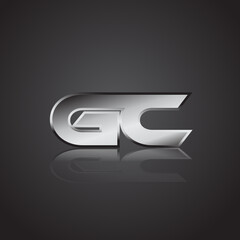 Simple Modern Initial Logo Vector Silver Metal chrome GC