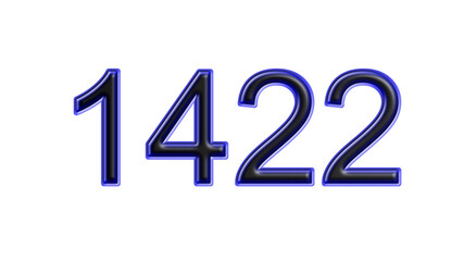 blue 1422 number 3d effect white background