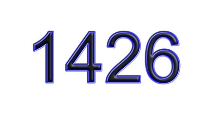 blue 1426 number 3d effect white background