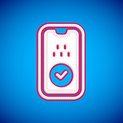 White Taxi mobile app icon isolated on blue background. Mobile application taxi. Vector