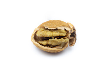 Crushed Walnut on white background.