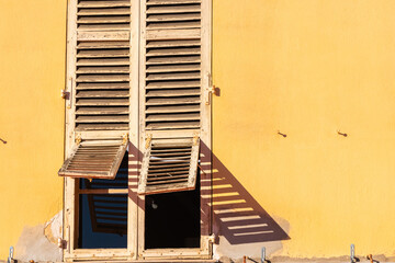 facades of buildings in the historic old town of Nice
