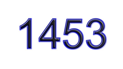 blue 1453 number 3d effect white background