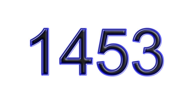blue 1453 number 3d effect white background