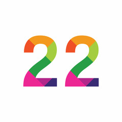 Colorful Number 22 vector design graphic symbol digit rainbow emblem icon graphic emblem